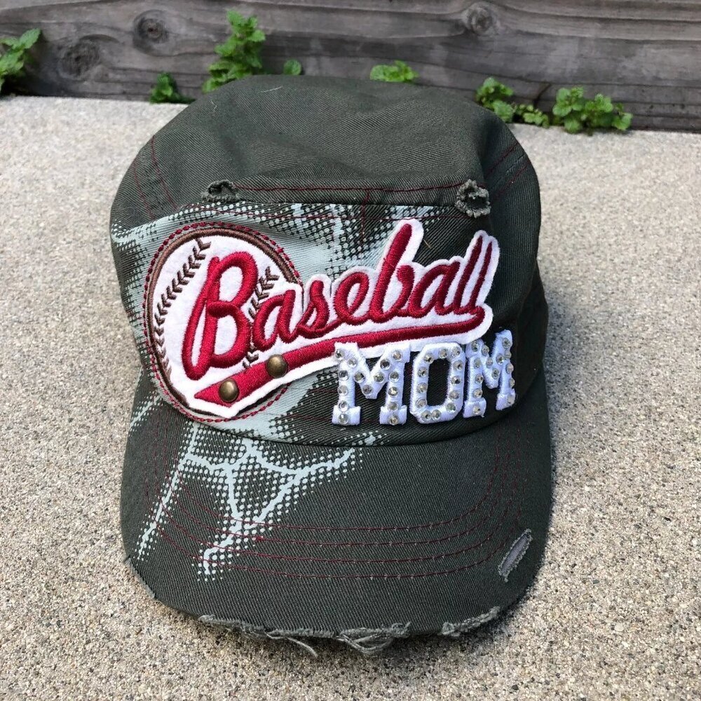 LEADER LOGA Baseball Mom Cadet Army Hat Women's Green Cap Military Rhinestone